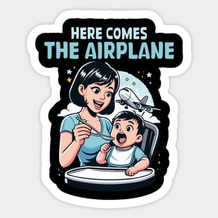 Here Comes The Airplane Mom Son Funny Mother's Day Mommy Sticker